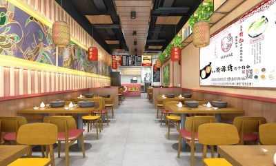 工业风米线店3D模型下载